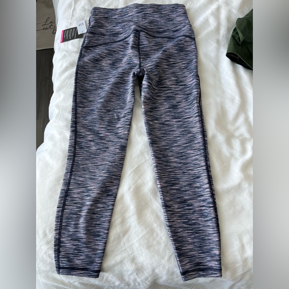 GAPFit Blue and Pink Compression Leggings,  Performance Fabric, Size Small